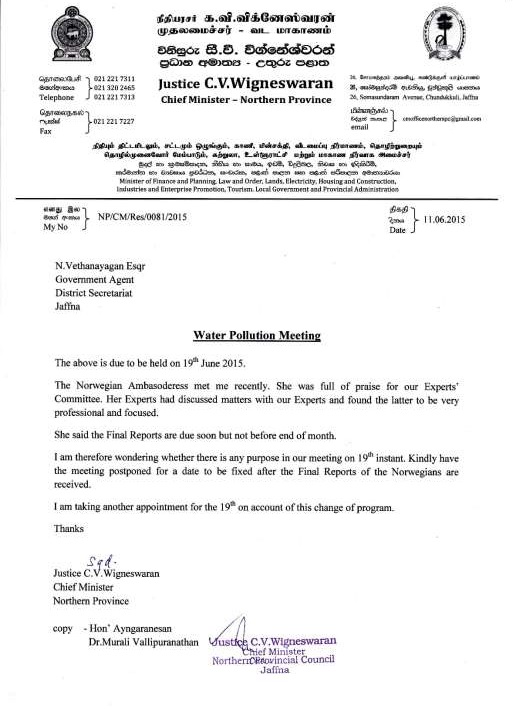 முதலமைச்சர் சீ.வீ.விக்னேஸ்வரன் கும்பலின் ஊழலும் திட்டமிட்ட அழிப்பும் வெளிச்சத்திற்குவர ஆரம்பித்துள்ளது!