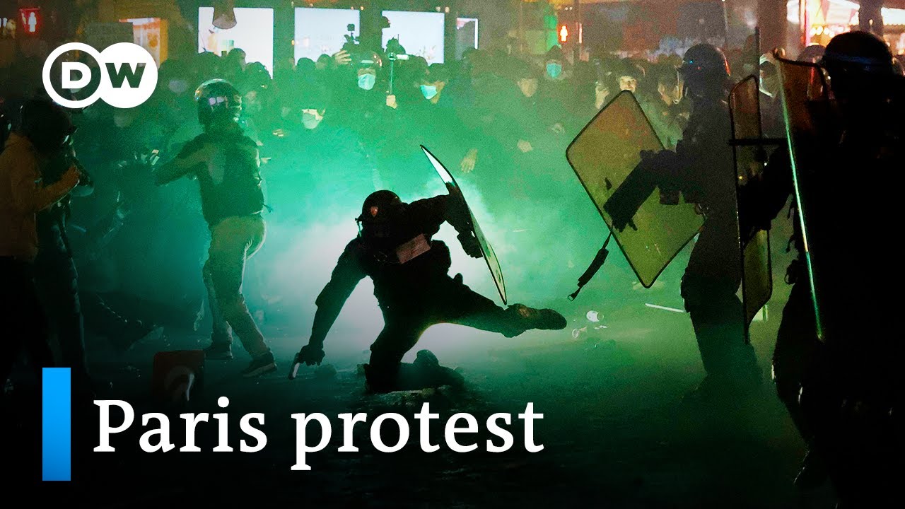 மக்ரோன் நிறவாத அரசின் போலிசைப் படம் பிடிக்கக்கூடது என்ற சட்டத்திற்கு எதிரான தீவிர போராட்டம்