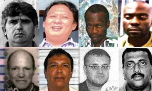 Interpol wanted Operation Infra-Terra (top row from left to right): Adriano Giacobone, Sudiman Sunoto, Bhekumusa Mawillis Shiba and Ben Simasiku; (bottom raw from left to right): Nicolaas Antonius Cornelis Maria Duindam, Ariel Bustamante Sanchez, Sergey Darminov and Feisal Mohamed Ali Photograph: Photograph: Interpol